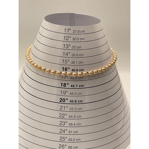 Vintage Faux Pearl Necklace With Filigree Clasp 16" Length - Picture 2 of 4